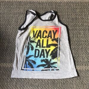 George Gray Tank Top with Rainbow Palm 'VACAY ALL DAY' Print